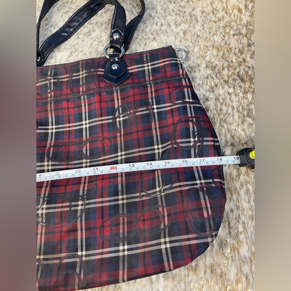 Coach Poppy Tartan Red Signature Sateen Plaid Purse - Picture 15 of 16